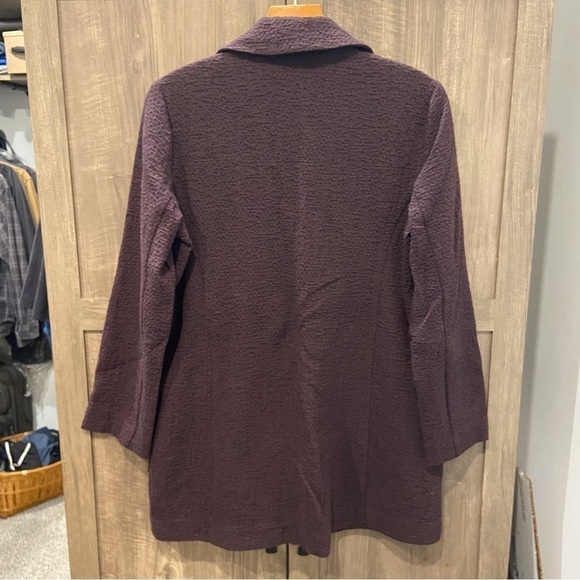 EILEEN FISHER XS Textured Jacket Blazer Oversized Open-Front Purple - Picture 3 of 13